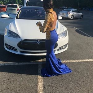 Royal Blue & Gold Dress